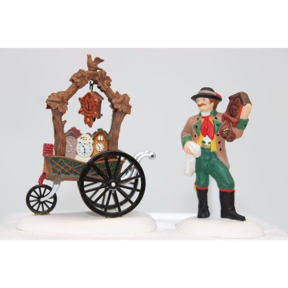 Dept 56 Alpine Village - Cuckoo Clock Vendor & Cart (no box) - Picture 1 of 7
